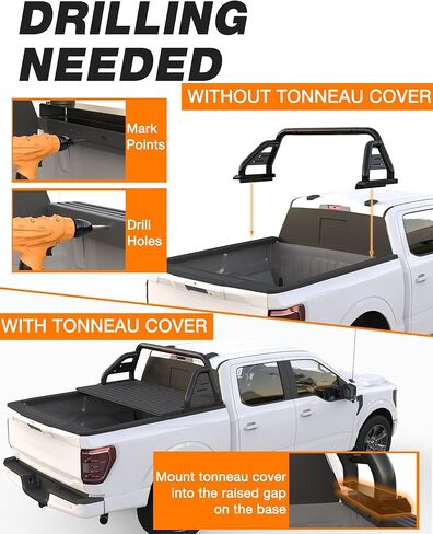 قضيب لف رف مطاردة قابل للتعديل مناسب لسيارات Ford F-150 وChevy Silverado وGMC Sierra وDodge Ram 1500 وToyota Tundra in Kuwait