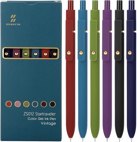 Ddaowanx Colorful Gel Pens, 0.5mm Fine Point Retractable,Multi Colored Pens for Journaling and Sketching, Teacher Must Haves,Teacher School Supplies, Gifts for Women (6Pcs-Vintage Colors) in Saudi Arabia