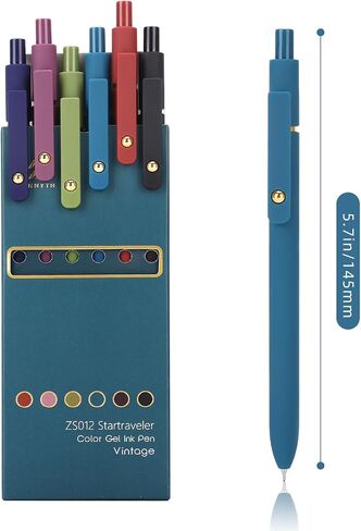Ddaowanx Colorful Gel Pens, 0.5mm Fine Point Retractable,Multi Colored Pens for Journaling and Sketching, Teacher Must Haves,Teacher School Supplies, Gifts for Women (6Pcs-Vintage Colors) in Saudi Arabia