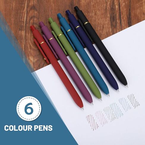 Ddaowanx Colorful Gel Pens, 0.5mm Fine Point Retractable,Multi Colored Pens for Journaling and Sketching, Teacher Must Haves,Teacher School Supplies, Gifts for Women (6Pcs-Vintage Colors) in Saudi Arabia