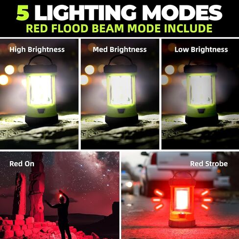 Favourlite Rechargeable Camping Lantern, 3000LM 360° LED Light for Power Outages, 4400mAh with USB-C Emergency Phone Charging, 5 Modes, Water-Resistant Tent Light with Hanging Hooks in Kuwait