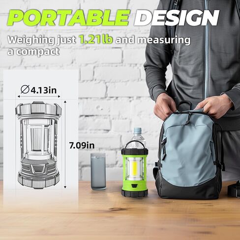 Favourlite Rechargeable Camping Lantern, 3000LM 360° LED Light for Power Outages, 4400mAh with USB-C Emergency Phone Charging, 5 Modes, Water-Resistant Tent Light with Hanging Hooks in Kuwait