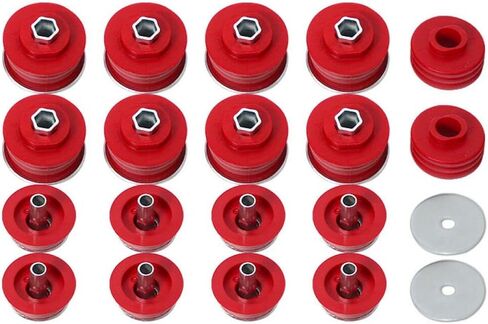 KF04060BK مجموعة جلبة تثبيت الجسم متوافقة مع 2008-2016 Ford F250 F350 Super Duty 2WD 4WD من مادة البولي يوريثين الحمراء وحوامل الكابينة والأكمام الفولاذية والأجهزة in Kuwait