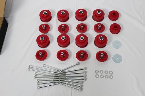 KF04060BK مجموعة جلبة تثبيت الجسم متوافقة مع 2008-2016 Ford F250 F350 Super Duty 2WD 4WD من مادة البولي يوريثين الحمراء وحوامل الكابينة والأكمام الفولاذية والأجهزة in Kuwait