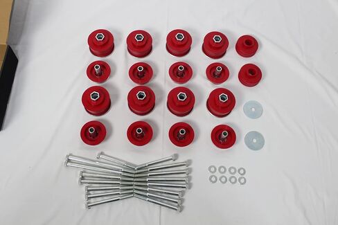 KF04060BK مجموعة جلبة تثبيت الجسم متوافقة مع 2008-2016 Ford F250 F350 Super Duty 2WD 4WD من مادة البولي يوريثين الحمراء وحوامل الكابينة والأكمام الفولاذية والأجهزة in Kuwait