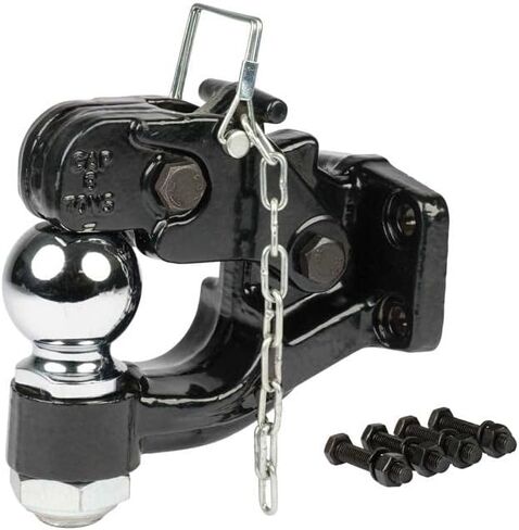 Mytee Products Pintle Hitch مع كرة مقطورة 2-5/16 بوصة، وصلة وصل مركبة 8 طن مع مجموعة التثبيت | مجموعة كرات خطافية قابلة للتعديل من بولت أون - مطلية بالمسحوق، شديدة التحمل in Kuwait