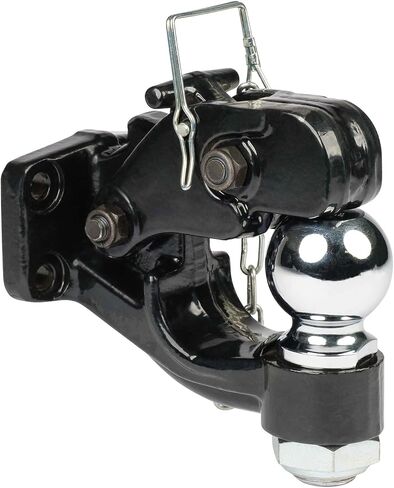 Mytee Products Pintle Hitch مع كرة مقطورة 2-5/16 بوصة، وصلة وصل مركبة 8 طن مع مجموعة التثبيت | مجموعة كرات خطافية قابلة للتعديل من بولت أون - مطلية بالمسحوق، شديدة التحمل in Kuwait