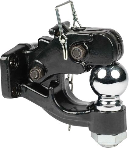 Mytee Products Pintle Hitch مع كرة مقطورة 2-5/16 بوصة، وصلة وصل مركبة 8 طن مع مجموعة التثبيت | مجموعة كرات خطافية قابلة للتعديل من بولت أون - مطلية بالمسحوق، شديدة التحمل in Kuwait