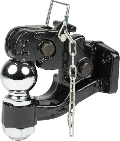 Mytee Products Pintle Hitch مع كرة مقطورة 2-5/16 بوصة، وصلة وصل مركبة 8 طن مع مجموعة التثبيت | مجموعة كرات خطافية قابلة للتعديل من بولت أون - مطلية بالمسحوق، شديدة التحمل in Kuwait