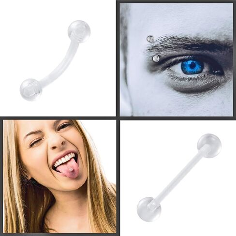 22 قطعة واضح UV مرنة الاكريليك Labret الشفاه الدائري الزنمة التجنيب واضح اللولب الغضروف القرط مسمار ثقب المجوهرات التجنيب مجموعة in Kuwait
