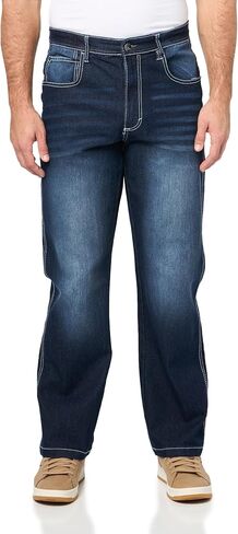 Southpole Men's Mid Rise Stretchable Straight Relaxed Fit Cross Hatch Denim Pants in Saudi Arabia