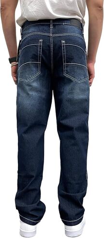 Southpole Men's Mid Rise Stretchable Straight Relaxed Fit Cross Hatch Denim Pants in Saudi Arabia