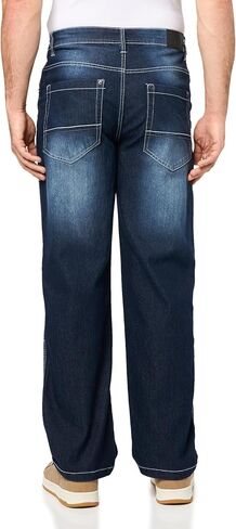 Southpole Men's Mid Rise Stretchable Straight Relaxed Fit Cross Hatch Denim Pants in Saudi Arabia