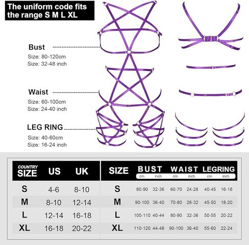 Female Body Harness Garter Punk Gothic Pentagram Caged Bra Plus Size Garter Set in Kuwait