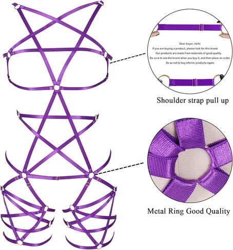 Female Body Harness Garter Punk Gothic Pentagram Caged Bra Plus Size Garter Set in Kuwait