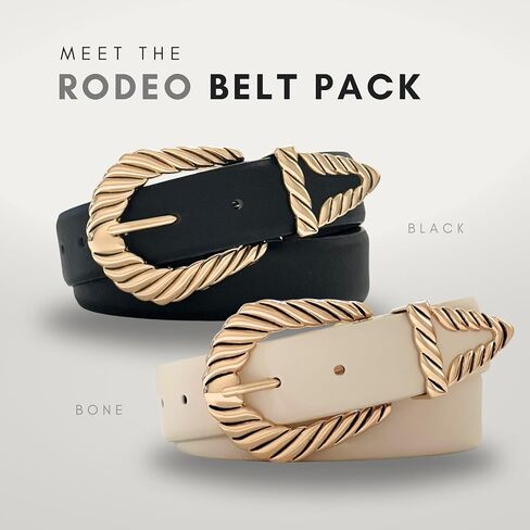 Citrusy Boutique Western Belt 2-Pack | Country Western Fashion Cowgirl Belts for Women | Cute Chunky Gold Western Belt Buckle in Saudi Arabia