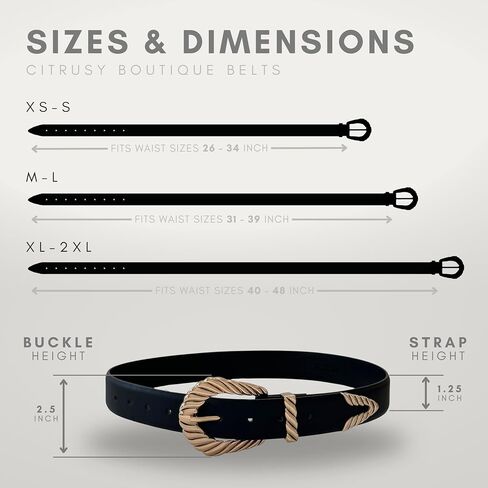 Citrusy Boutique Western Belt 2-Pack | Country Western Fashion Cowgirl Belts for Women | Cute Chunky Gold Western Belt Buckle in Saudi Arabia