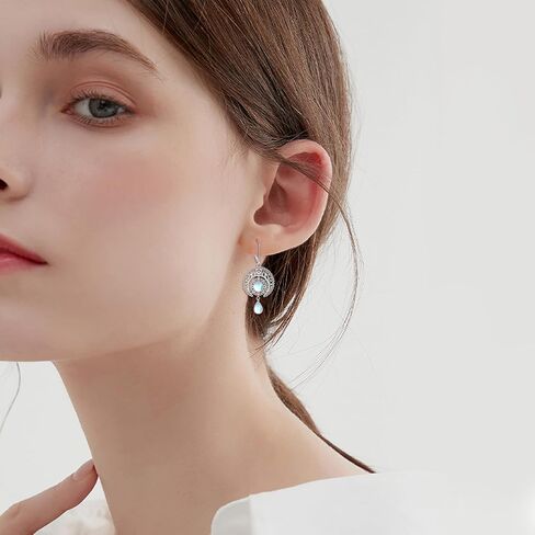 أقراط من حجر القمر والنجمة من الفضة الإسترلينية على شكل هلال وقمر متدلية هدايا مجوهرات للنساء والفتيات المراهقات in Kuwait