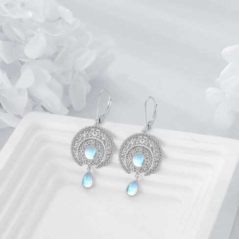 أقراط من حجر القمر والنجمة من الفضة الإسترلينية على شكل هلال وقمر متدلية هدايا مجوهرات للنساء والفتيات المراهقات in Kuwait