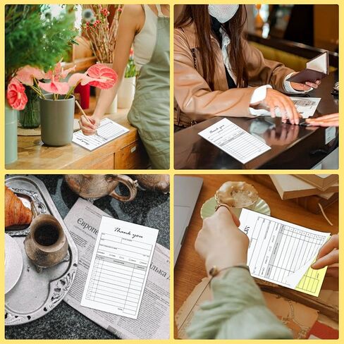 10 عبوات من وسادات الإيصالات المحمولة مقاس 3.4 بوصة × 5.5 بوصة، كتاب إيصالات الشكر، جزءان من فاتورة المبيعات الخالية من الكربون وكتيب طلب المبيعات للشركات الصغيرة، 500 مجموعة بيضاء/أصفر in Kuwait