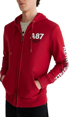 AEROPOSTALE Men's Aero Logo Full Zip Hoodie-Left Chest in Saudi Arabia