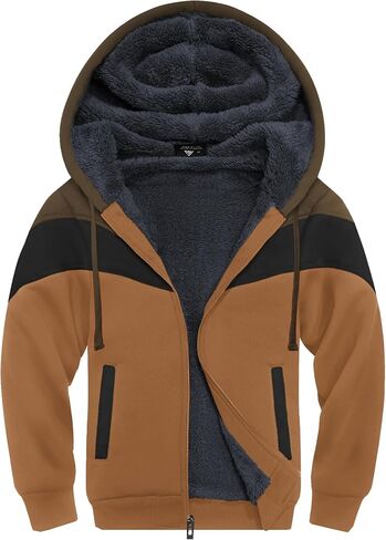 V VALANCH Men Hoodies Zip Up Sherpa Lined Sweatshirts Heavyweight Thick Warm Fleece Winter Jacket in Saudi Arabia