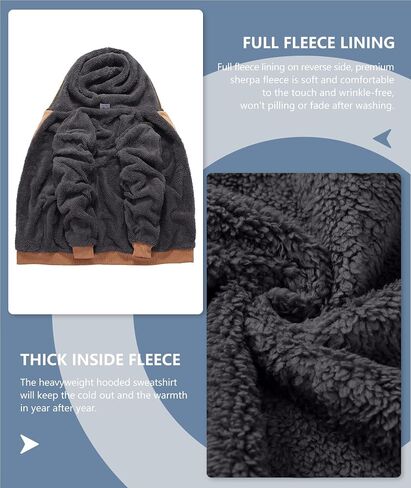 V VALANCH Men Hoodies Zip Up Sherpa Lined Sweatshirts Heavyweight Thick Warm Fleece Winter Jacket in Saudi Arabia