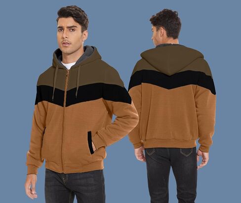 V VALANCH Men Hoodies Zip Up Sherpa Lined Sweatshirts Heavyweight Thick Warm Fleece Winter Jacket in Saudi Arabia