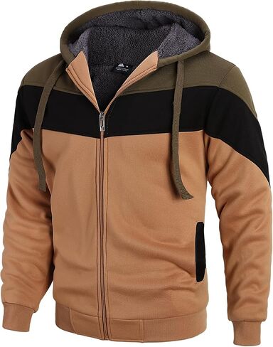 V VALANCH Men Hoodies Zip Up Sherpa Lined Sweatshirts Heavyweight Thick Warm Fleece Winter Jacket in Saudi Arabia