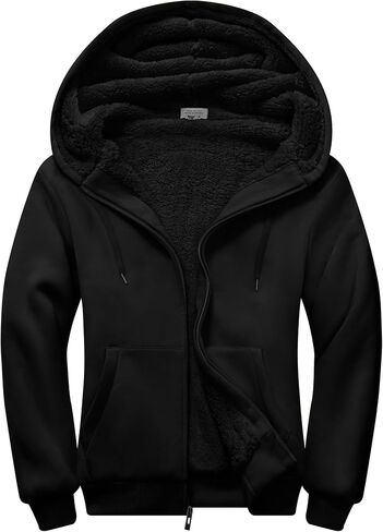 V VALANCH Men Hoodies Zip Up Sherpa Lined Sweatshirts Heavyweight Thick Warm Fleece Winter Jacket in Saudi Arabia