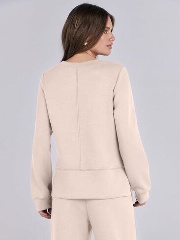 ANRABESS Women 2 Piece Outfits Sweatsuit Long Sleeve Crewneck Sweatshirts Wide Leg Sweatpants Lounge Set Tracksuit 2024 Fall in Saudi Arabia