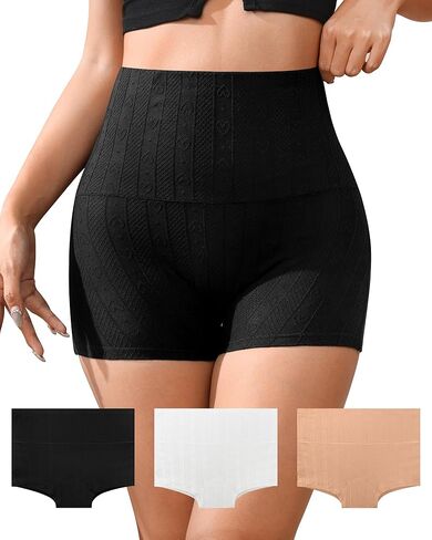 ملابس داخلية قصيرة للأولاد من القطن عالية الخصر من ASIMOON للنساء، تحكم بسيط في البطن ومضادة للاحتكاك، سراويل داخلية 3 قطع in Kuwait