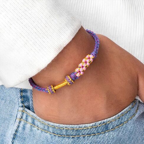 For Granddaughter - A Link That Can Never Be Undone Peach Blossom Knot Bracelet, Granddaughter Bracelet from Grandma Always Be Brave And Be Strong Adjustable Braided Bracelets for Women Jewelry in Saudi Arabia