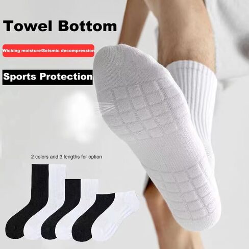 Men Athletic Socks Cushioned Running Socks Womens Padded Low Cut Ankle Mid Crew Moisture Wicking Socks 6 Pairs in Saudi Arabia