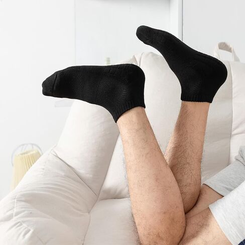 Men Athletic Socks Cushioned Running Socks Womens Padded Low Cut Ankle Mid Crew Moisture Wicking Socks 6 Pairs in Saudi Arabia