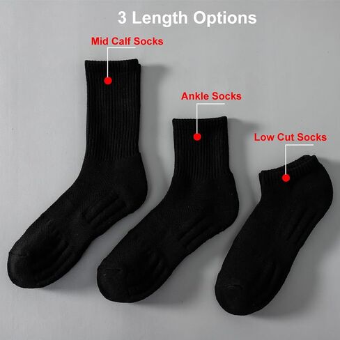 Men Athletic Socks Cushioned Running Socks Womens Padded Low Cut Ankle Mid Crew Moisture Wicking Socks 6 Pairs in Saudi Arabia