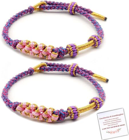 For Granddaughter - A Link That Can Never Be Undone Peach Blossom Knot Bracelet, Granddaughter Bracelet from Grandma Always Be Brave And Be Strong Adjustable Braided Bracelets for Women Jewelry in Saudi Arabia