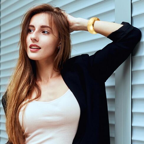 YBMYCM Chunky Gold Bangle Bracelets for Women Trendy Wide Chunky Cuff Bracelets Hammered Irregular Wrist Cuff Wrap Bracelet in Kuwait