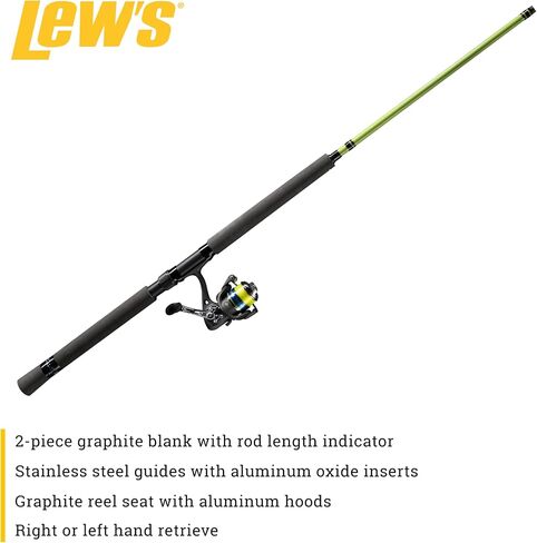 Lew's Crappie Thunder Jig/Troll Spinning Reel and Fishing Rod Combo, 9-Foot 2-Piece IM6 Graphite Blank, Size 75 Reel, Right or Left-Hand Retrieve, Crappie Thunder Green in Saudi Arabia