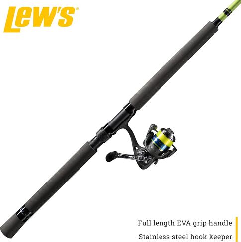 Lew's Crappie Thunder Jig/Troll Spinning Reel and Fishing Rod Combo, 9-Foot 2-Piece IM6 Graphite Blank, Size 75 Reel, Right or Left-Hand Retrieve, Crappie Thunder Green in Saudi Arabia