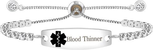 Uloveido Personalized Emergency Medical Alert Bracelet - Round Cubic Zirconia Tennis Bracelet Adjustable Slider Chain in Saudi Arabia