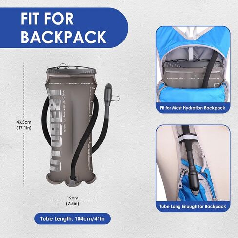 UTOBEST Water Bladder TPU Hydration Bladder with Insulated Tube UTR211 | Food-Grade TPU, BPA Free, Insulated Tube, High Flow Bite Valve, Easy Use and Cleaning, for Hiking, Running,Cycling,Camping in Kuwait