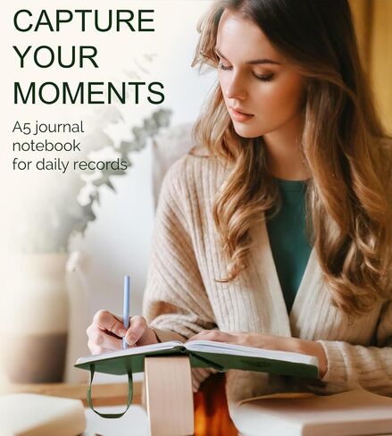 Lined Journal Notebook for Women Men, A5 College Ruled Notebooks for Work & Travel, 256 Pages Hardcover Leather Journals for Writing, Note-taking 5.8"×8.3" (Green) in Saudi Arabia
