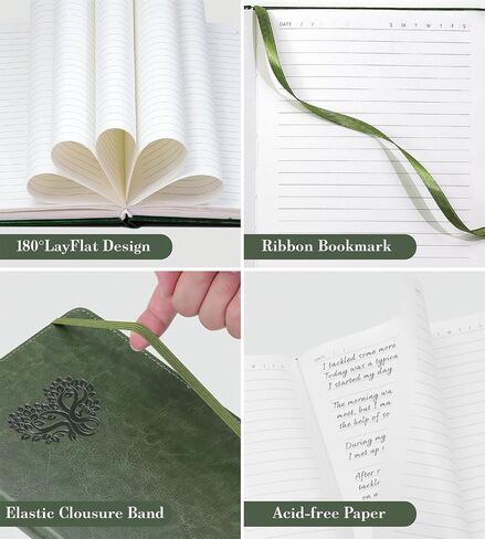 Lined Journal Notebook for Women Men, A5 College Ruled Notebooks for Work & Travel, 256 Pages Hardcover Leather Journals for Writing, Note-taking 5.8"×8.3" (Green) in Saudi Arabia