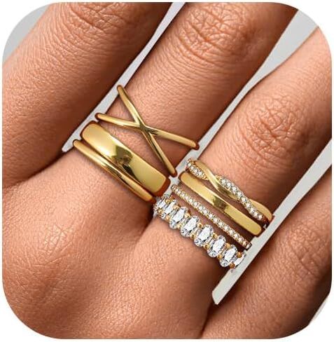 مجموعة خواتم ذهبية للنساء غير مشوهة، حلقات إبهام تشيكوسلوفاكيا مطلية بالذهب عيار 14 قيراط، خواتم مكتنزة لمفاصل ذهبية أنيقة هدية مقاس 5/6/7/8/9/10 in Kuwait