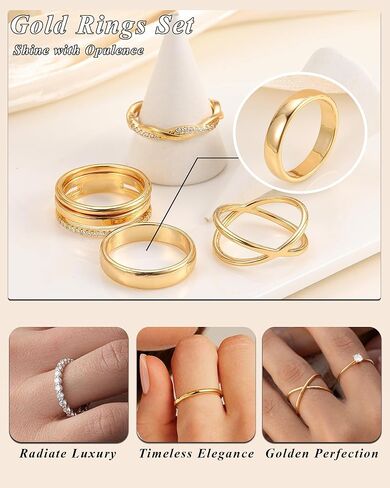 مجموعة خواتم ذهبية للنساء غير مشوهة، حلقات إبهام تشيكوسلوفاكيا مطلية بالذهب عيار 14 قيراط، خواتم مكتنزة لمفاصل ذهبية أنيقة هدية مقاس 5/6/7/8/9/10 in Kuwait