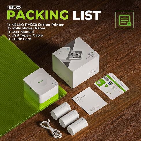 طابعة ملصقات، طابعة حرارية صغيرة PM230، صانع ملصقات بلوتوث مع 3 لفات من الورق، لإنشاء DIY، ملاحظات الدراسة، الصور، الإيصالات، القائمة، قوالب متعددة لنظام التشغيل iOS وAndroid، أبيض مطفي in Kuwait