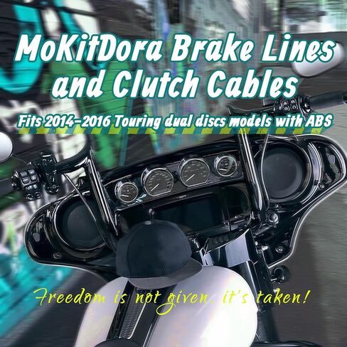 MoKitDora 12“-14" Handlebar Cable Kit Clutch Brake Lines for Harley Touring 2013 CVO and 2014-2016 Street Glide FLHX/Electra Glide FLHT w/ABS, Black Upgraded in Saudi Arabia