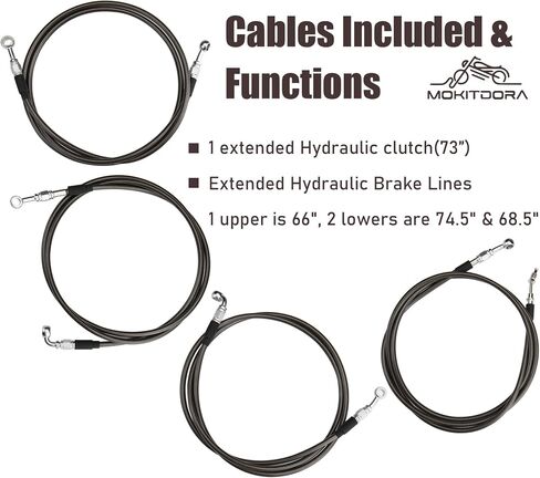 MoKitDora 12“-14" Handlebar Cable Kit Clutch Brake Lines for Harley Touring 2013 CVO and 2014-2016 Street Glide FLHX/Electra Glide FLHT w/ABS, Black Upgraded in Saudi Arabia