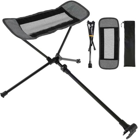 Portable Folding Chair Ottoman Outdoor Recliner Lazy Retractable Footrest Leg Rest Camping Moon Chair Kit for Hiking Fishing Picnic (Black) in Saudi Arabia